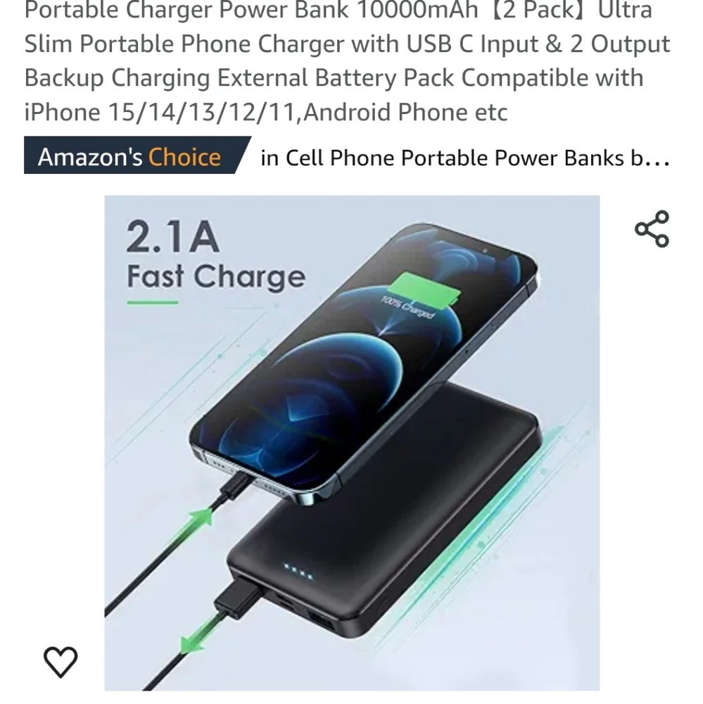 Portable power bank 2 included new
